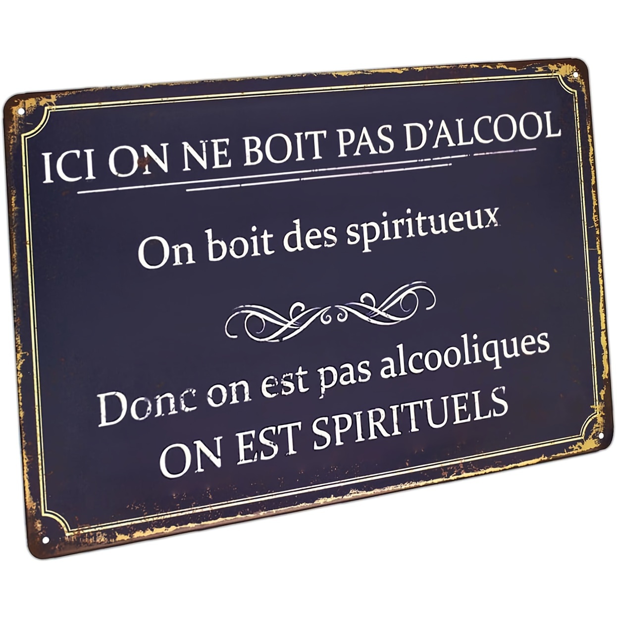 Home Decor Quotes On Wall - Vintage metalen bordje: 'Hier drinken we