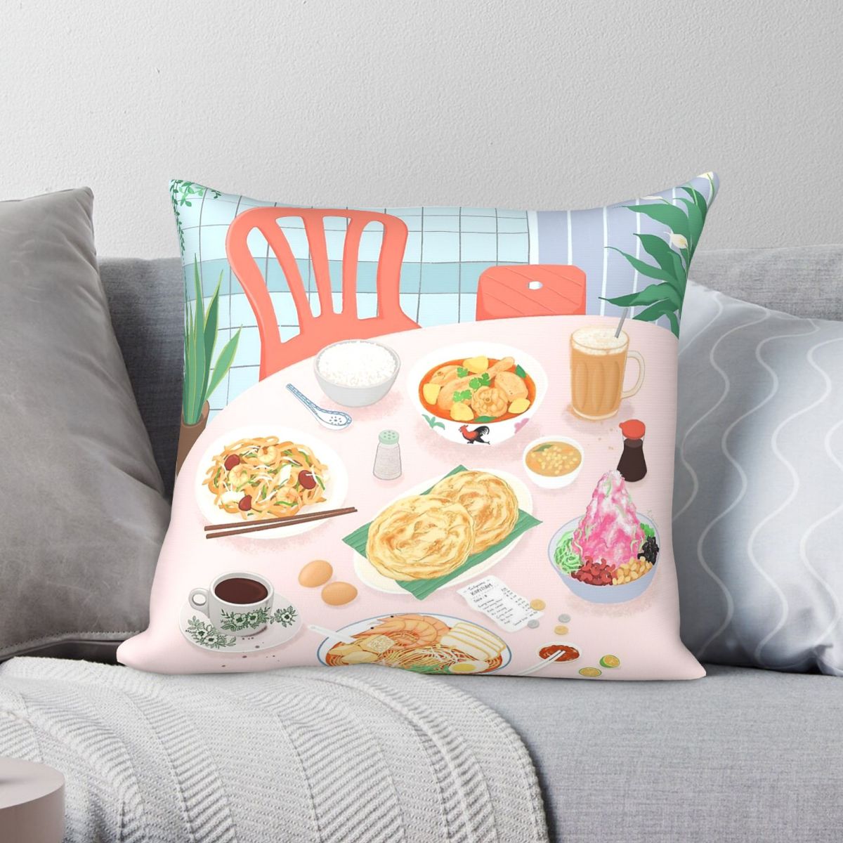 Home Decor Malaysia - Kopitiam Food Malaysia Kussensloop Polyester Linnen