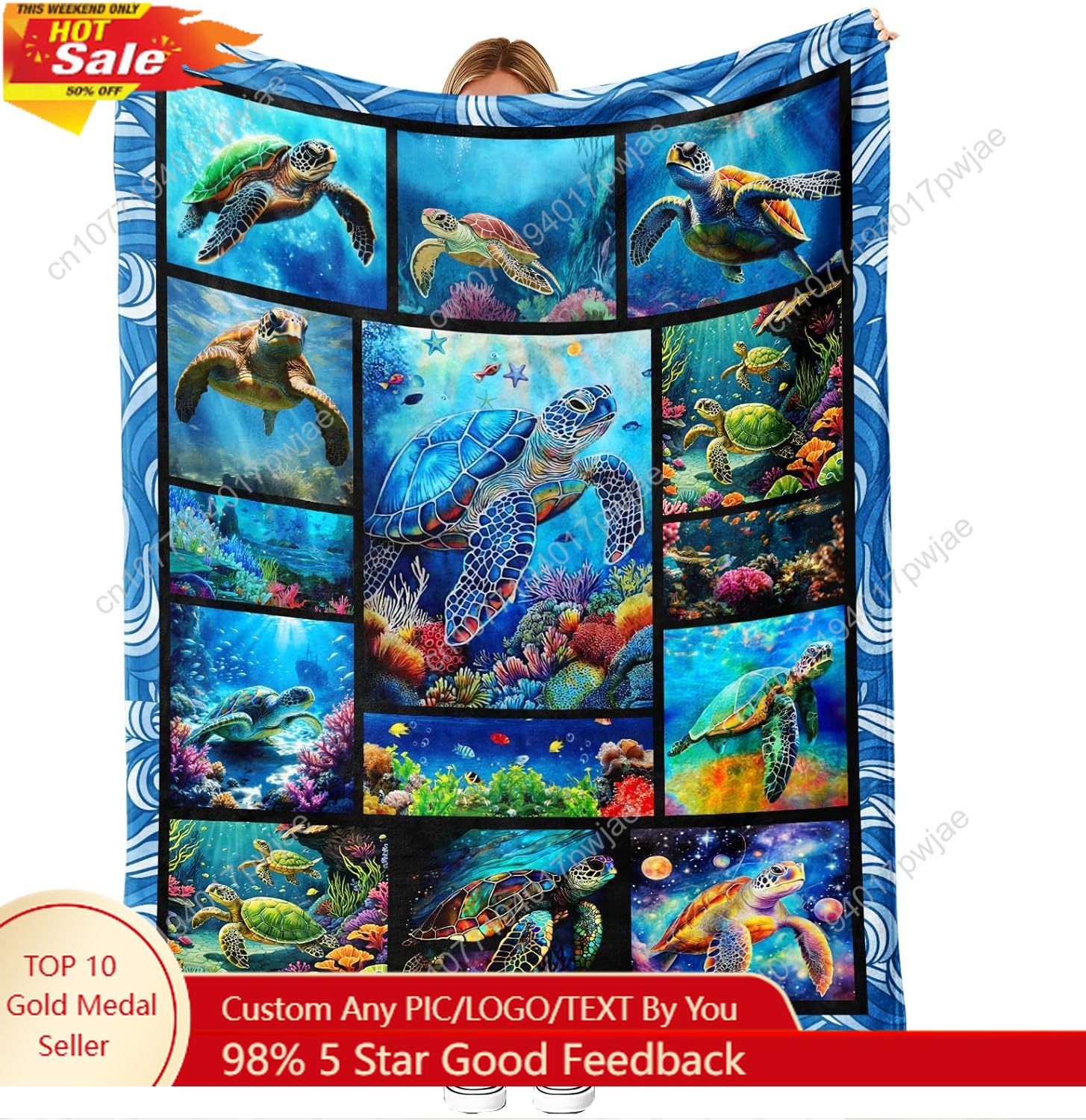 Home Decor Theme - Zeeschildpad Flanel Gooi Deken Zacht Gezellig