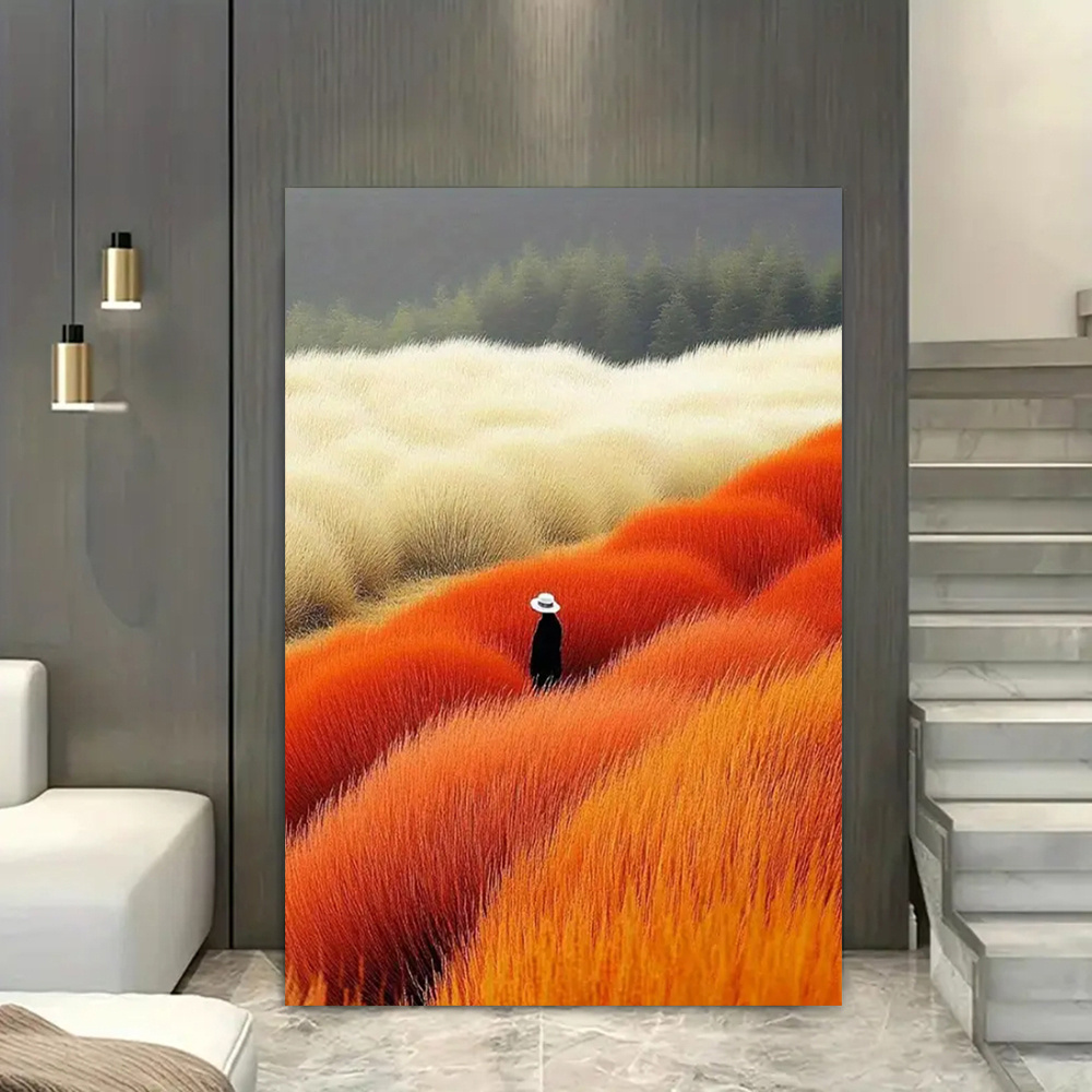 Home Decor Orange - Moderne abstracte landschap poster en prints