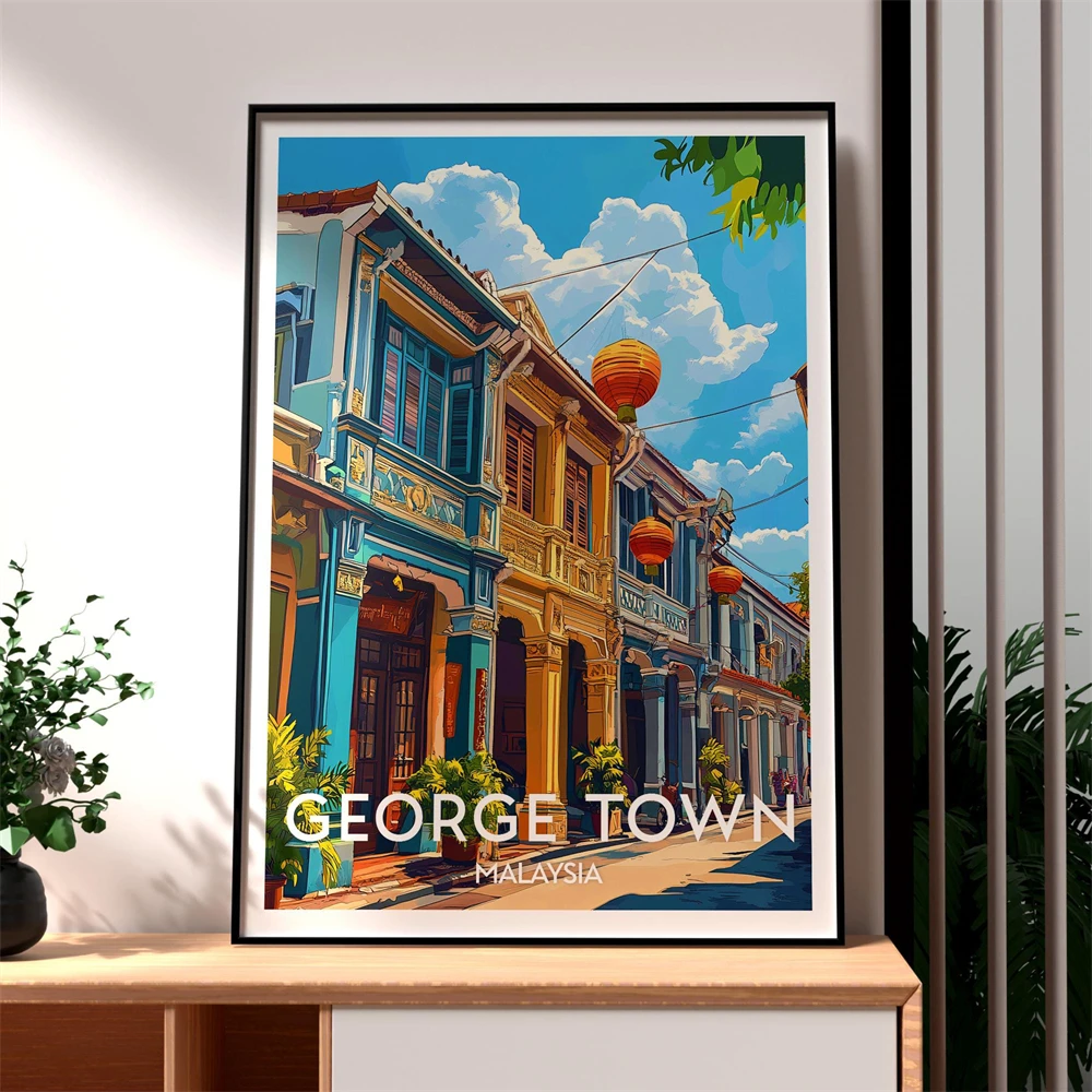 Home Decor Malaysia - Penang Maleisië Reisposter Vintage Aziatische muurkunst