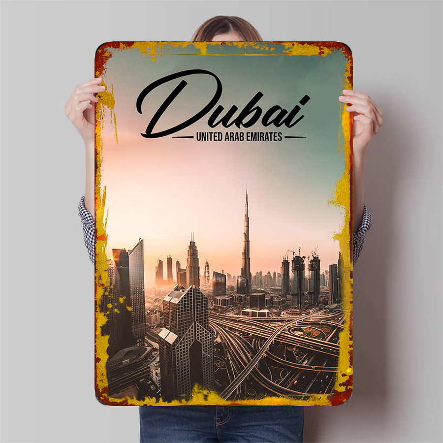 Home Decor Uae - Dubai Cityscape Metal Wall Art VAE