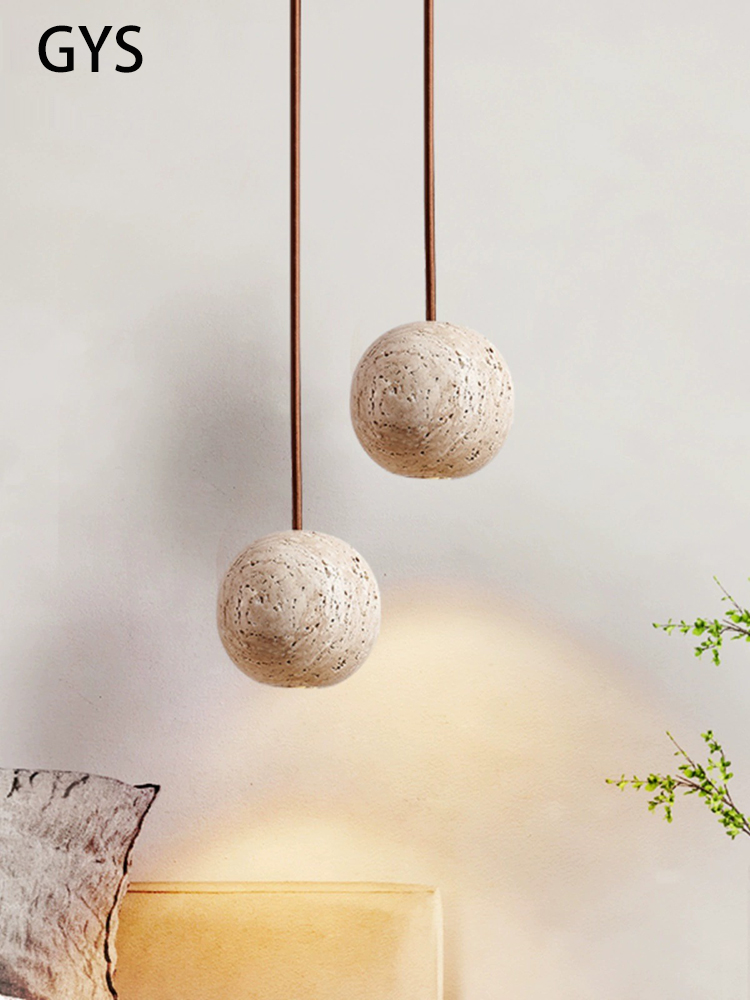 Hanging Moon Lamp - Led hanglamp steen geel travertijn kroonluchter