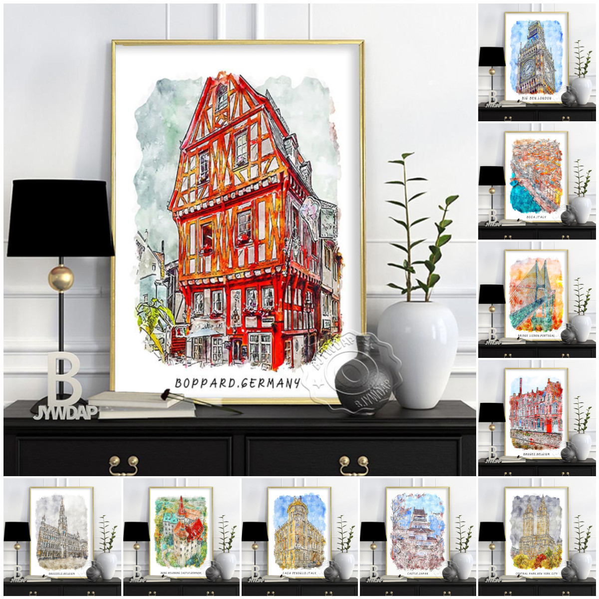 Germany Home Decor - World City reisposter, Londen Denemarken Duitsland