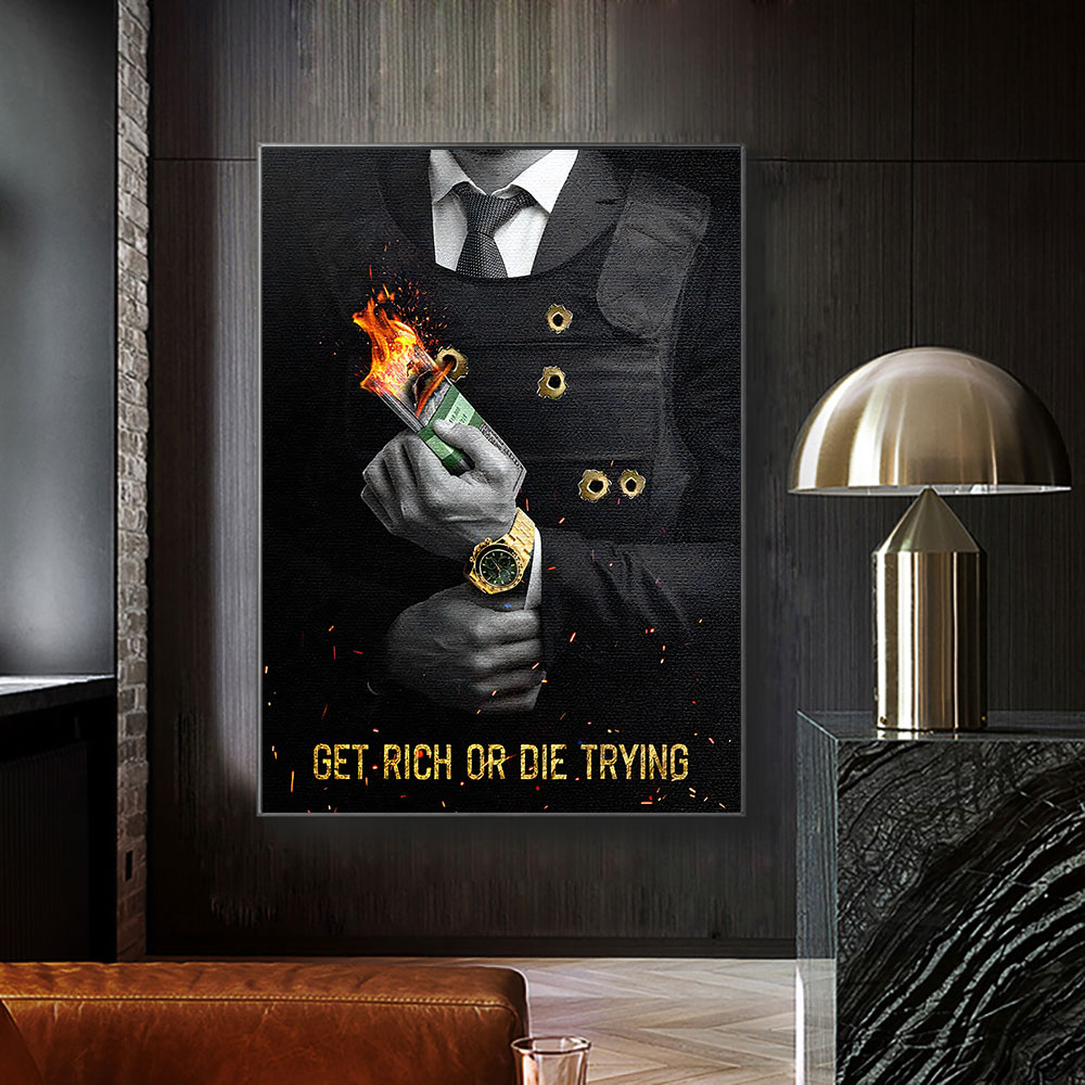 Home Decor Quotes On Wall - Motiverend citaat Get Rich or Die