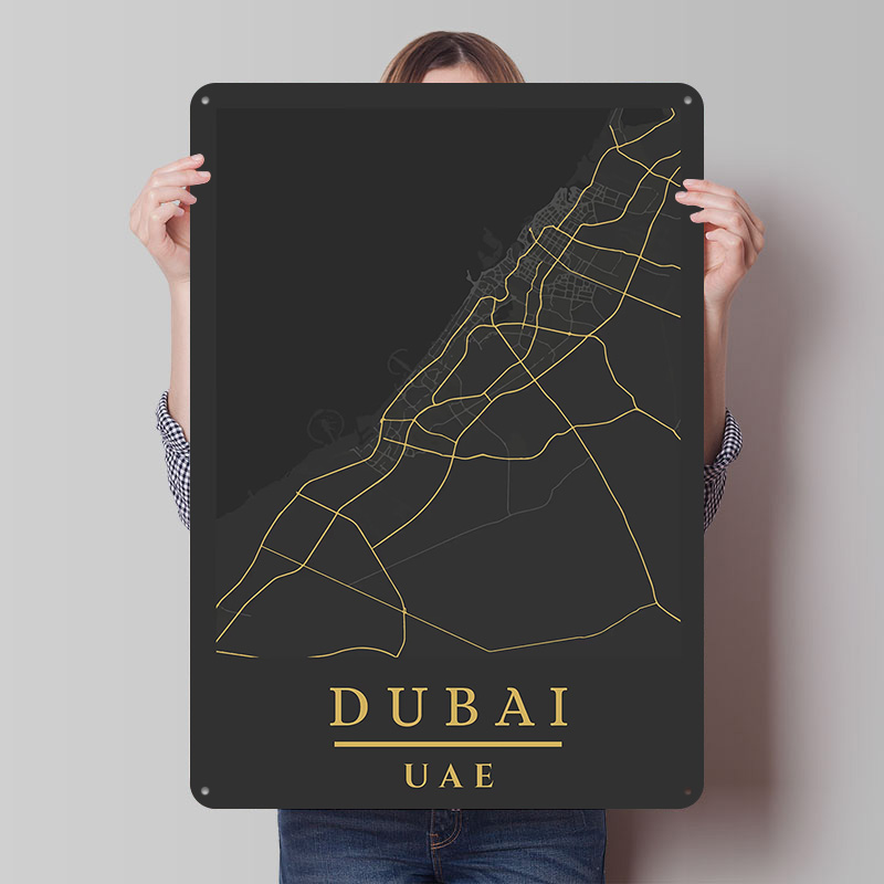 Home Decor Uae - Dubai VAE Kaart Kunst Geprint Poster