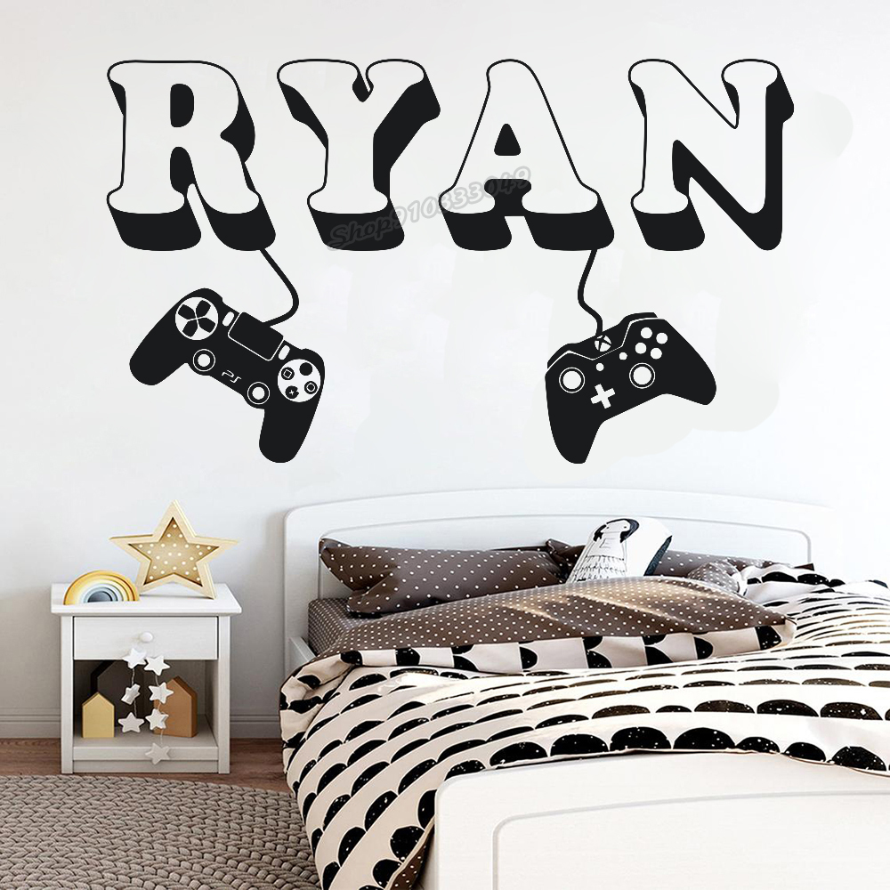 Home Decor Video - Gamer muursticker aangepaste naam controller video