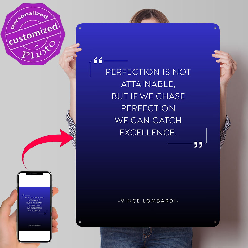 Home Decor Quotes On Wall - Vince Lombardi citaat over perfectie metalen