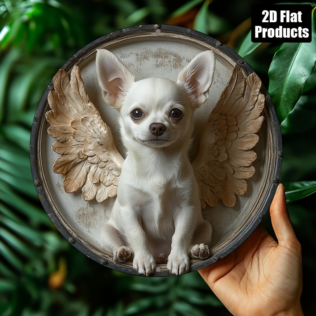 Home Decor Theme - 2D plat, 1pc, Chihuahua thema, ronde