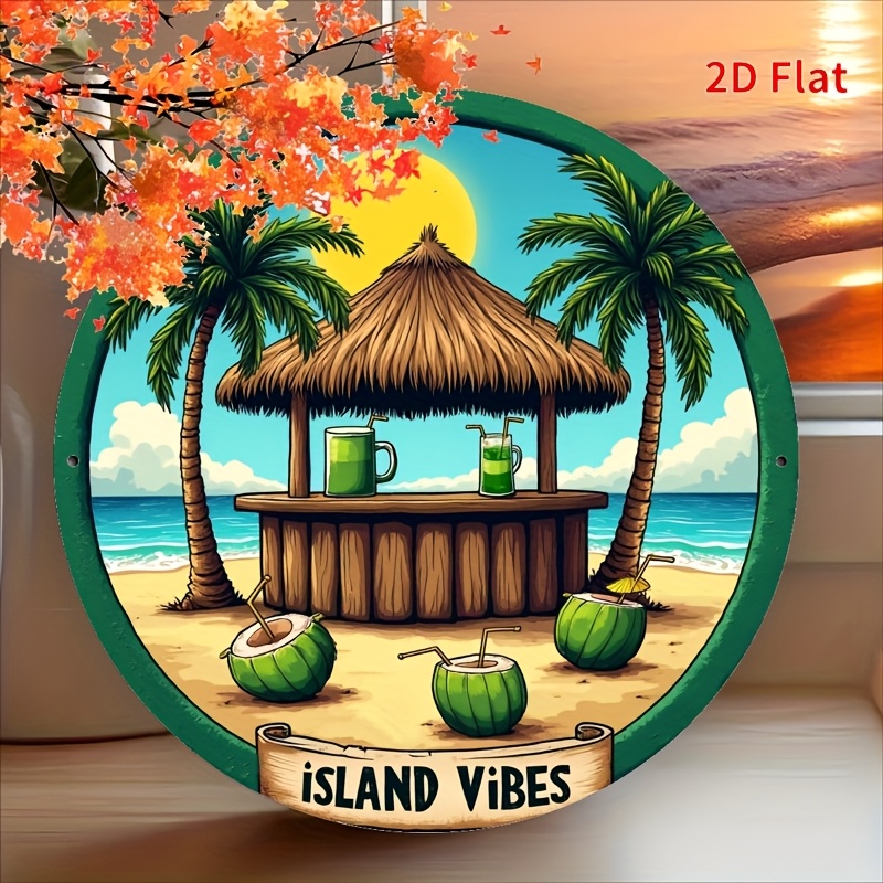 Home Decor Theme - 1 stuk tropisch strandbar aluminium wanddecoratiebord