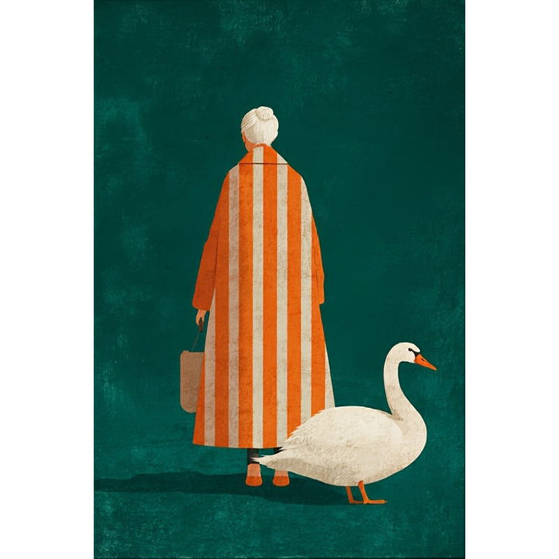 Home Decor Orange - Figuur in oranje wit gestreepte poster