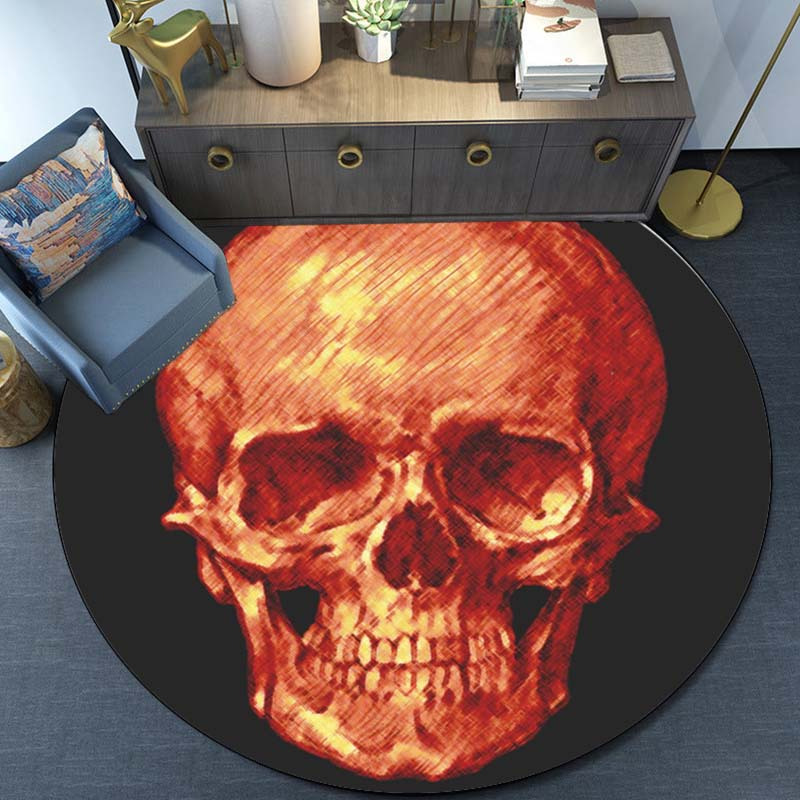 Schedel Oranje Rood Rond Tapij - Home Decor Orange recensie en prijs