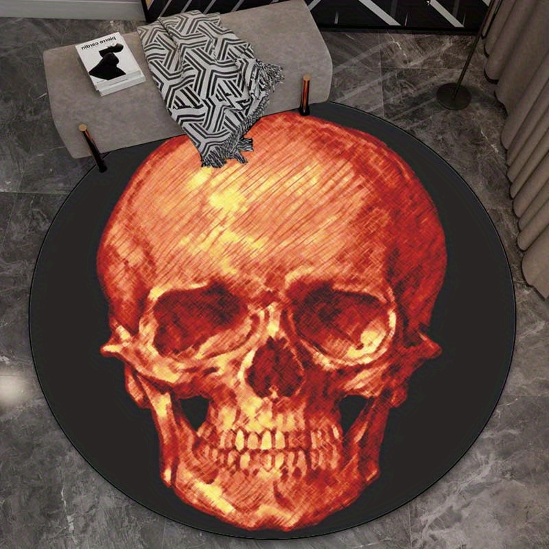 Schedel Oranje Rood Rond Tapij - Home Decor Orange recensie en prijs