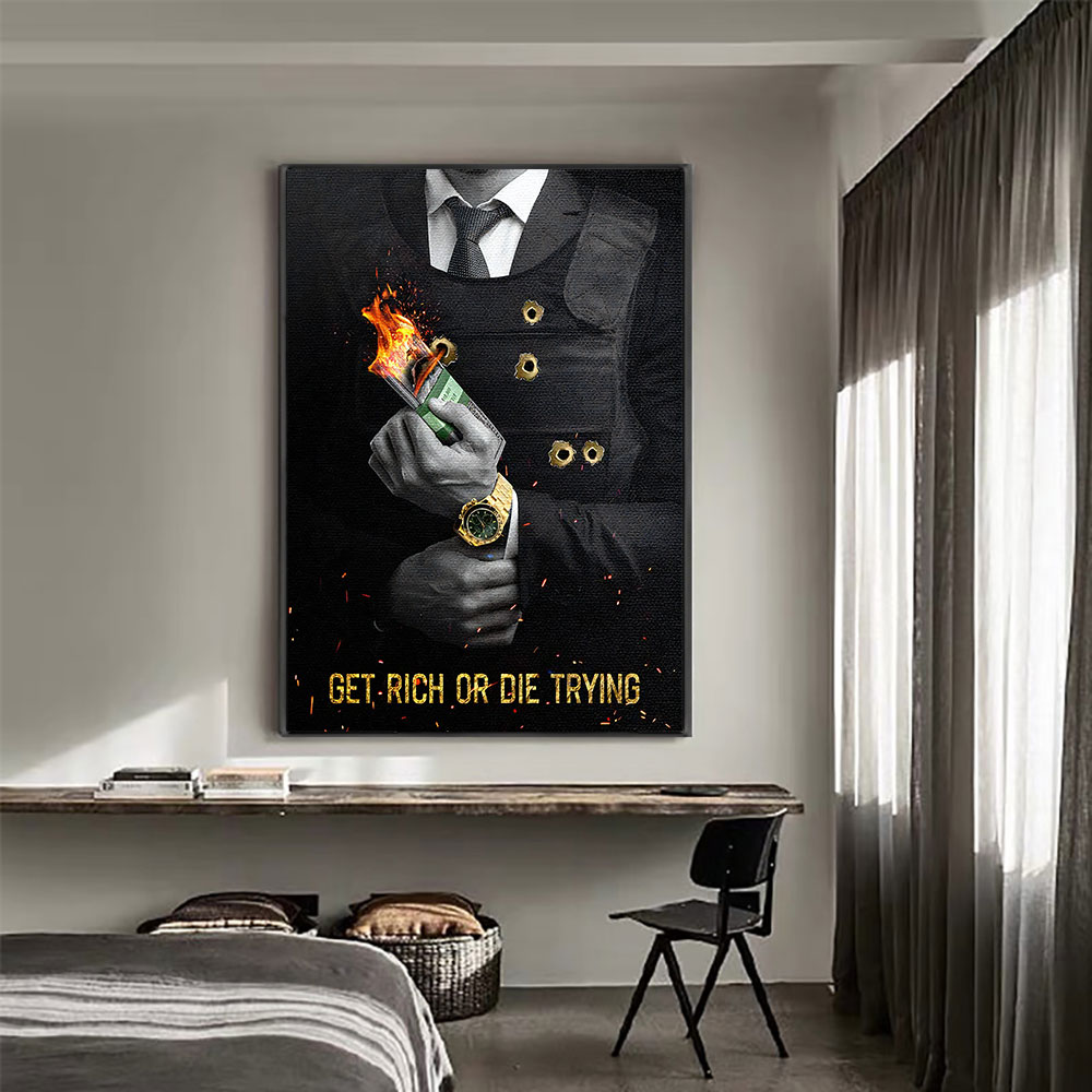 Motiverend citaat Get Rich or  - Home Decor Quotes On Wall recensie en prijs