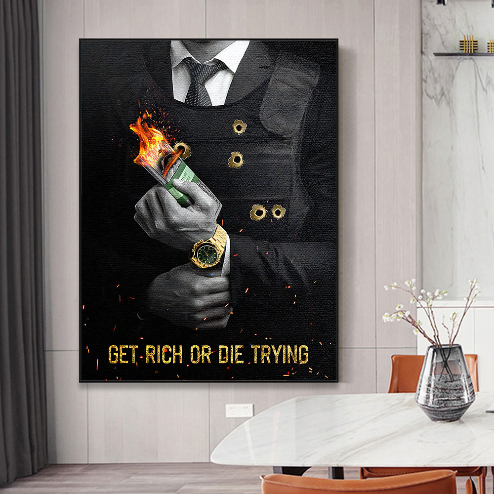 Motiverend citaat Get Rich or  - Home Decor Quotes On Wall recensie en prijs