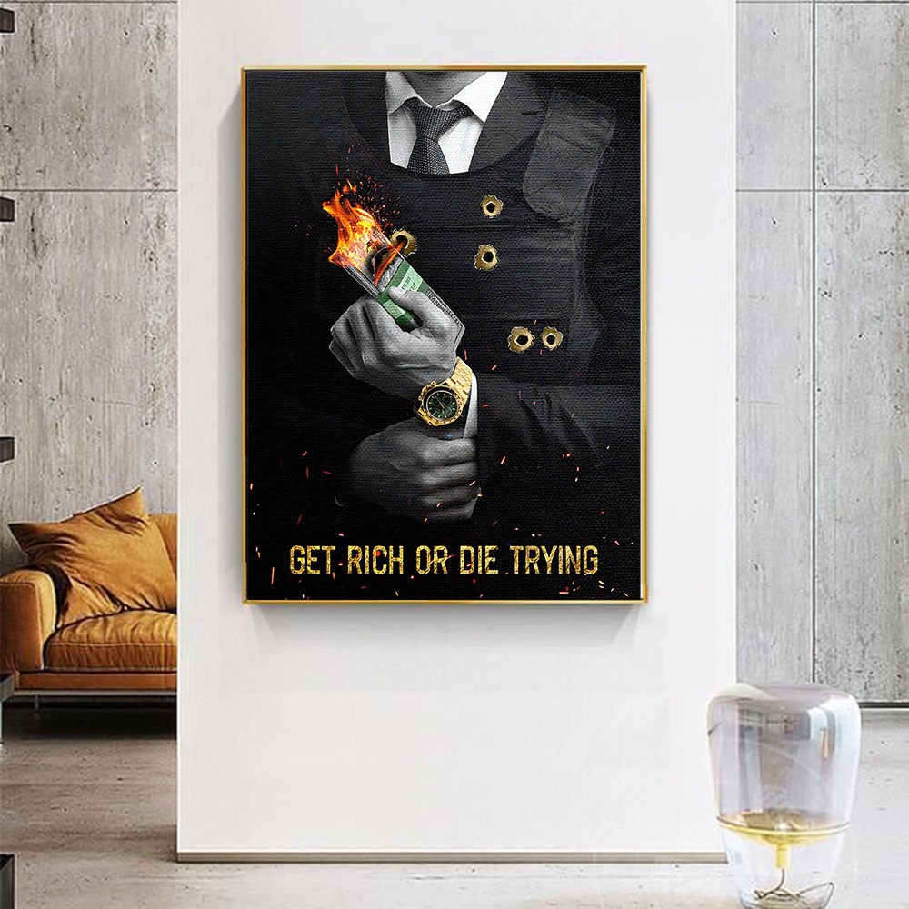Motiverend citaat Get Rich or  - Home Decor Quotes On Wall recensie en prijs