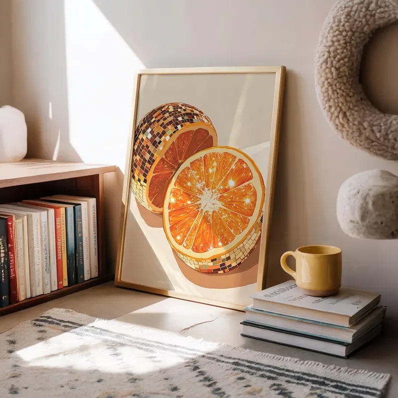 Moderne oranje discobal muurku - Home Decor Orange recensie en prijs