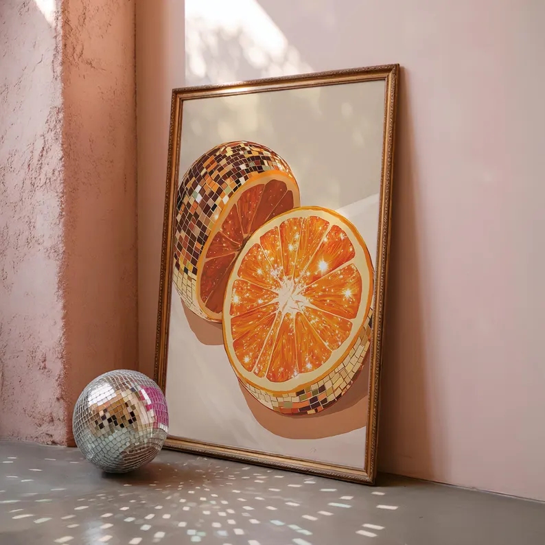 Moderne oranje discobal muurku - Home Decor Orange recensie en prijs